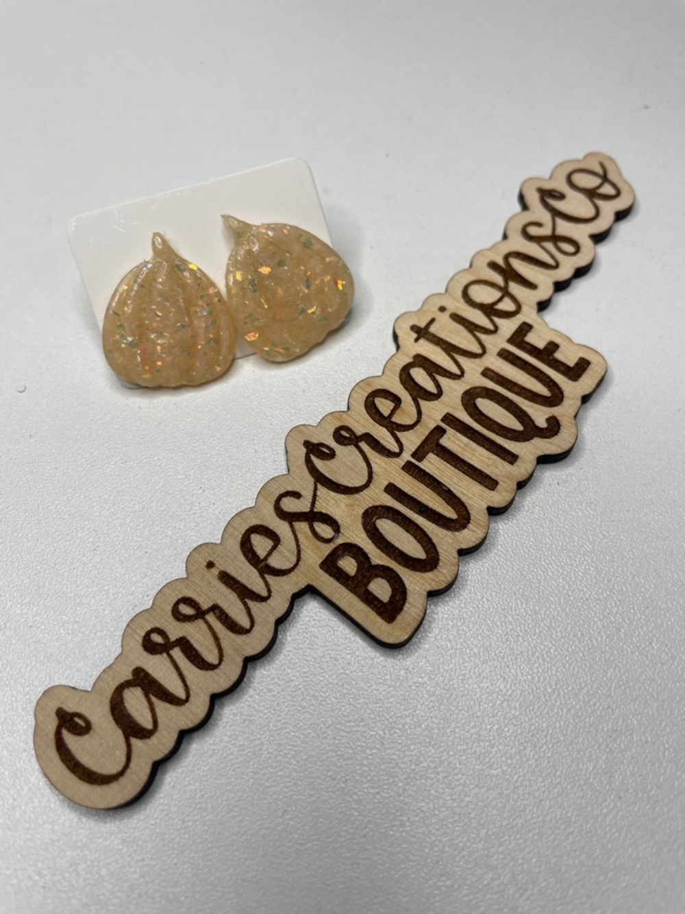 Opal Glitter Pumpkin Stud Earrings